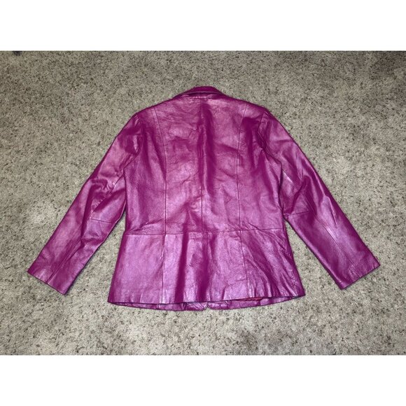 CHADWICKS Fuchsia Leather Jacket Blazer 2-Button Preppy Classic Academia 14 - Picture 2 of 11